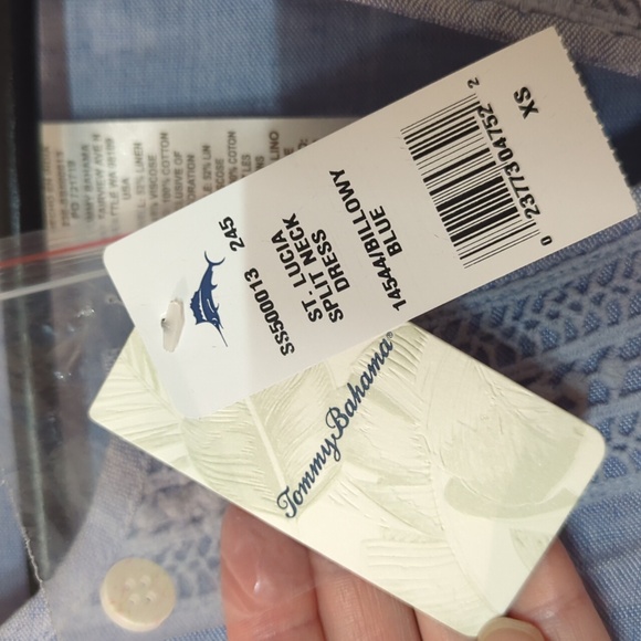 NWT Tommy Bahama St. Lucia Linen-Blend Split Neck Dress - Picture 7 of 16